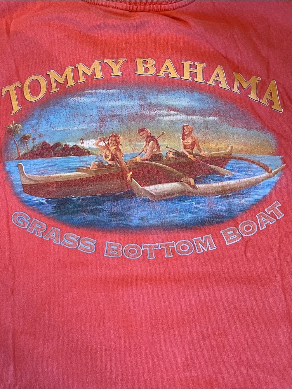 Tommy Bahama Collectors Coral 'Grass Bottom Boat' Graphic Tee Sz XL